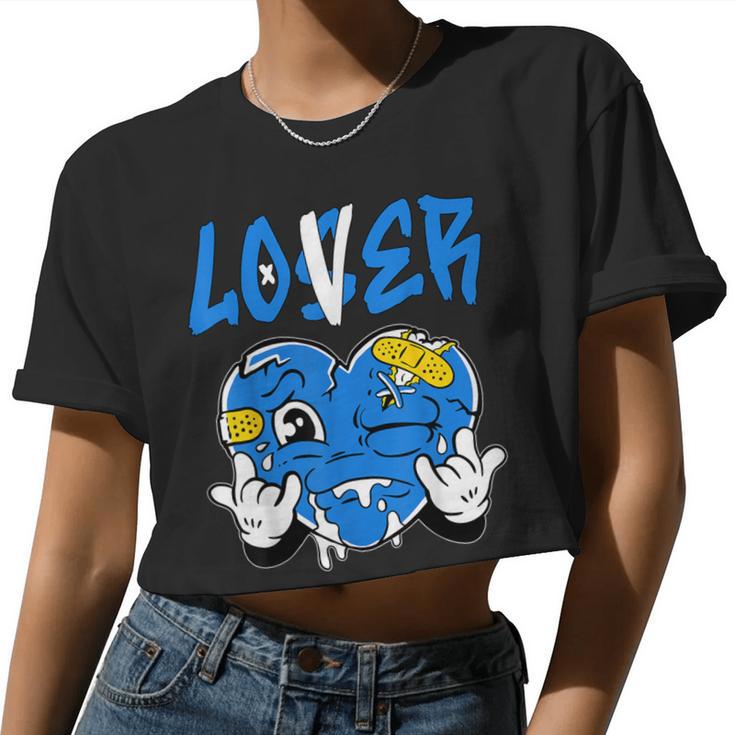 Loser Lover Blue Yellow Drip Heart Matching Outfit Women Women Cropped T-shirt