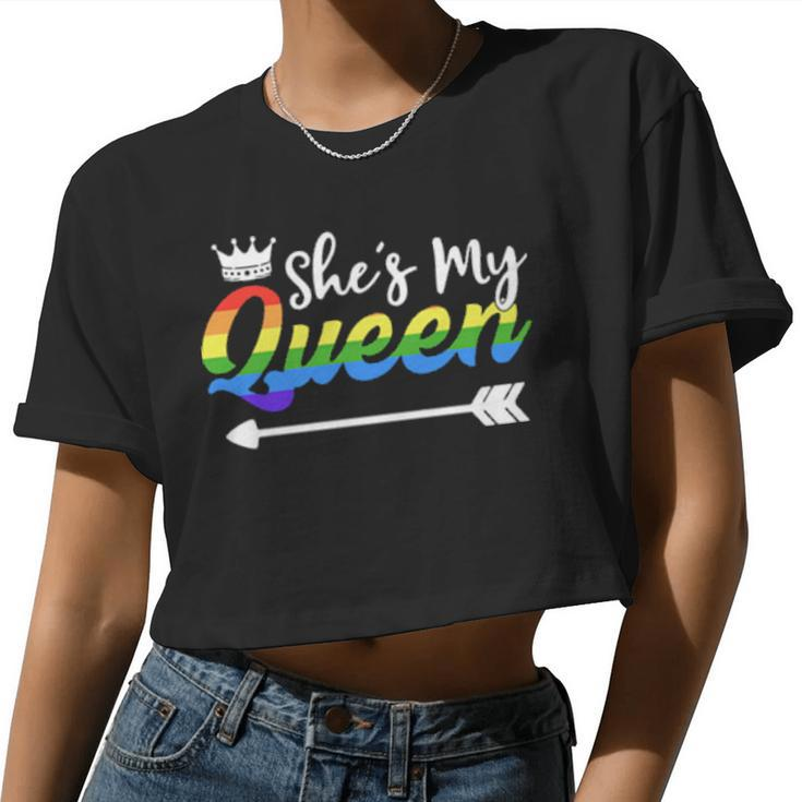 Matching Lesbian Couple Her Queen Girlfriend Lgbt Pride Women Cropped T-shirt