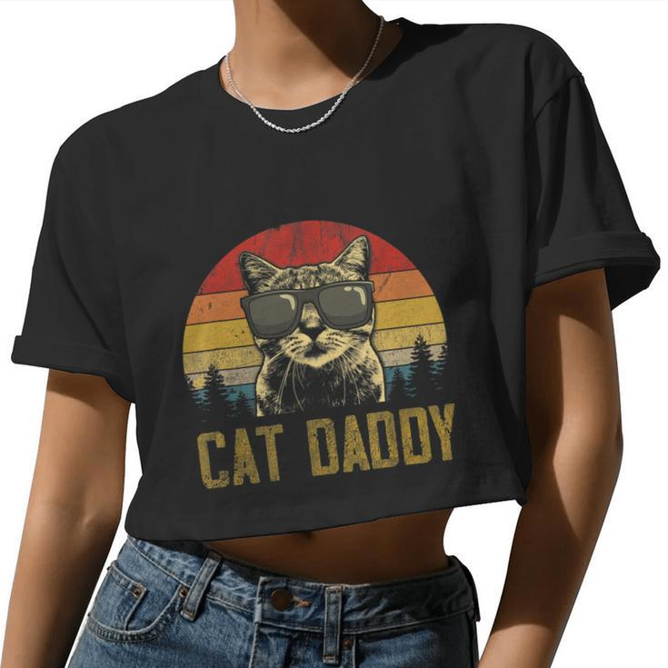 Mens Vintage Cat Daddy Father's Day Shirt Cat Lover Tshirt Women Cropped T-shirt
