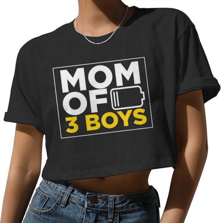 Mom Of 3 Boys Christmas From Son For Women Mommy Women Cropped T-shirt