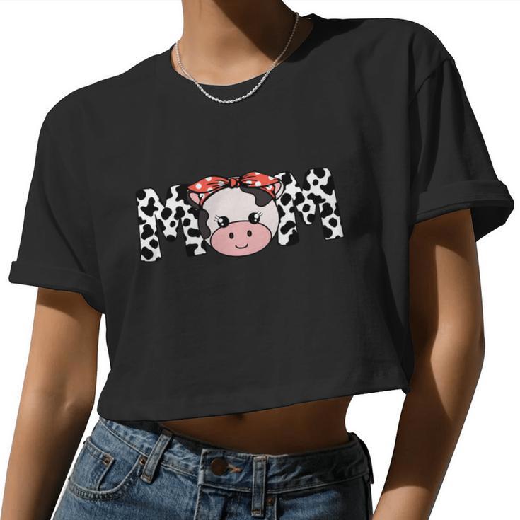 Mother Cow Mom Farming Birthday  Family Matching Women Cropped T-shirt