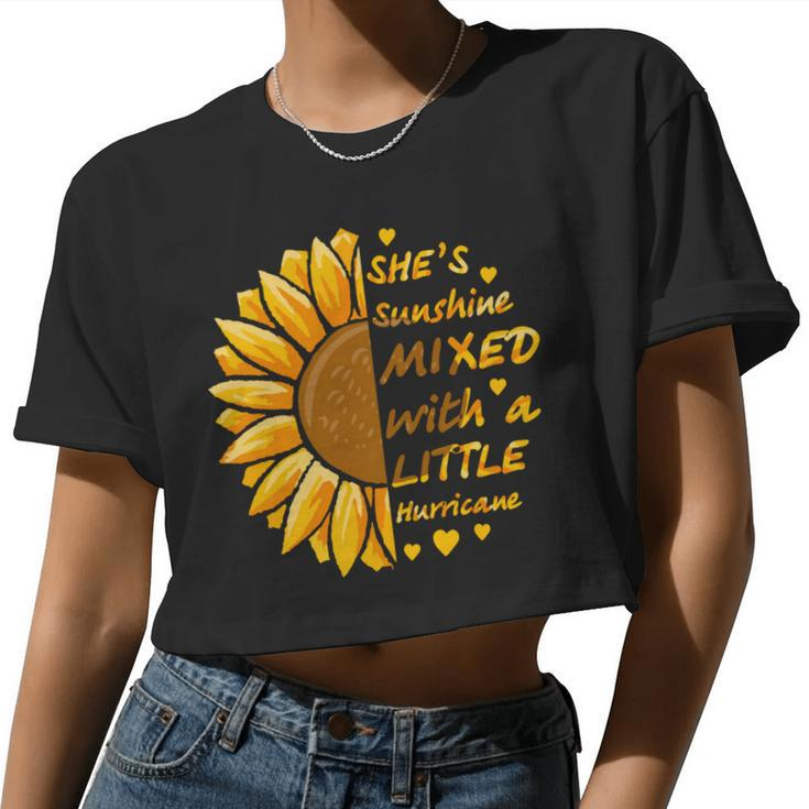 Mother Grandma Shes Sunshine Mixed With A Little Hurricane Sunflower Mom Grandmother Women Cropped T-shirt