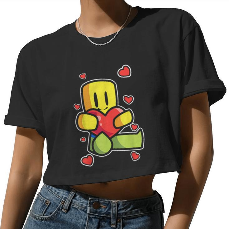 Valentines Noob With Hearts From Women Cropped T-shirt