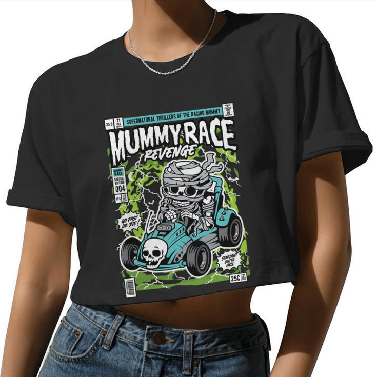 Mummy Car Racer Comic Cover Women Cropped T-shirt