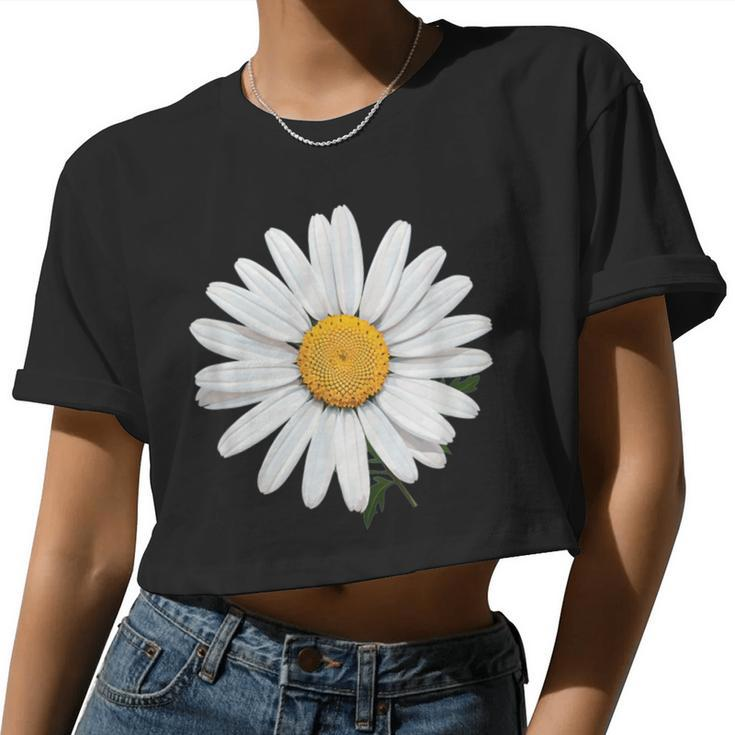 Nice White Daisies Flower Women Cropped T-shirt
