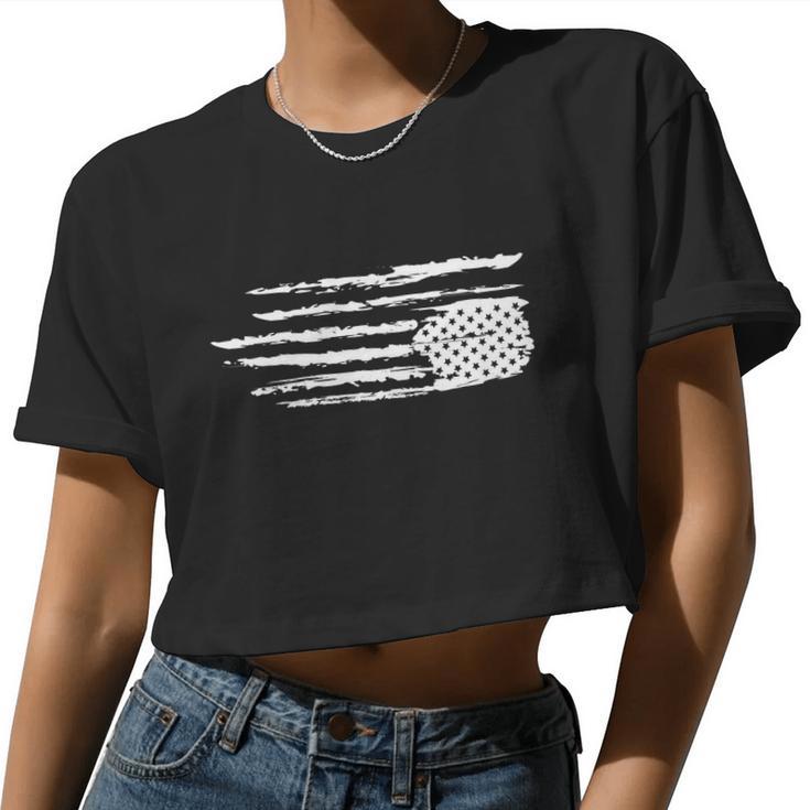 We Are Not Ok Upside Down Usa Flag In Distress Women Cropped T-shirt