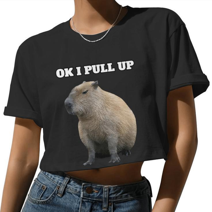 Ok I Pull Up Capybara Women Cropped T-shirt