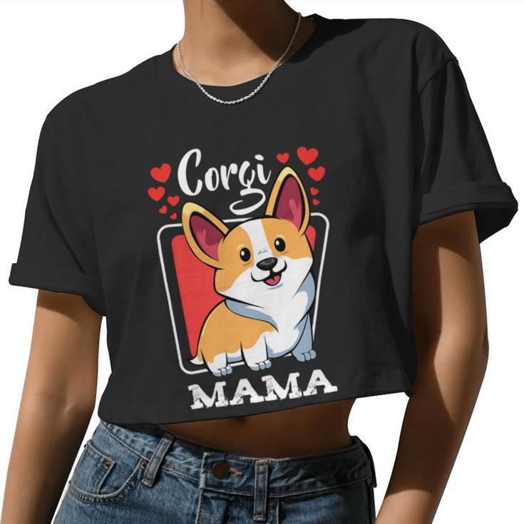 Pembroke Welsh Corgi Mama Puppy Dog Mom Pets Animals Lover V3 Women Cropped T-shirt