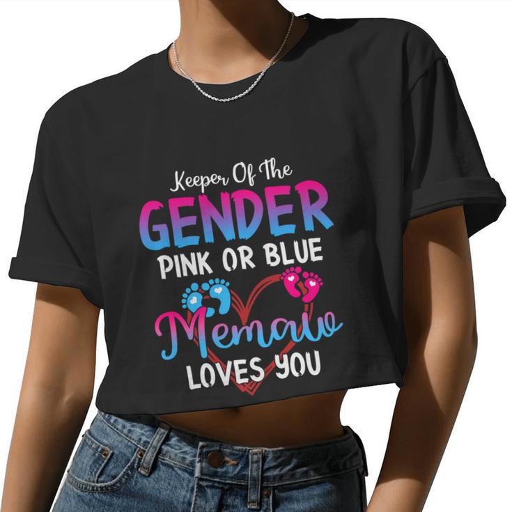 Pink Or Blue Memaw Loves You Keeper Of The Gender Women Cropped T-shirt