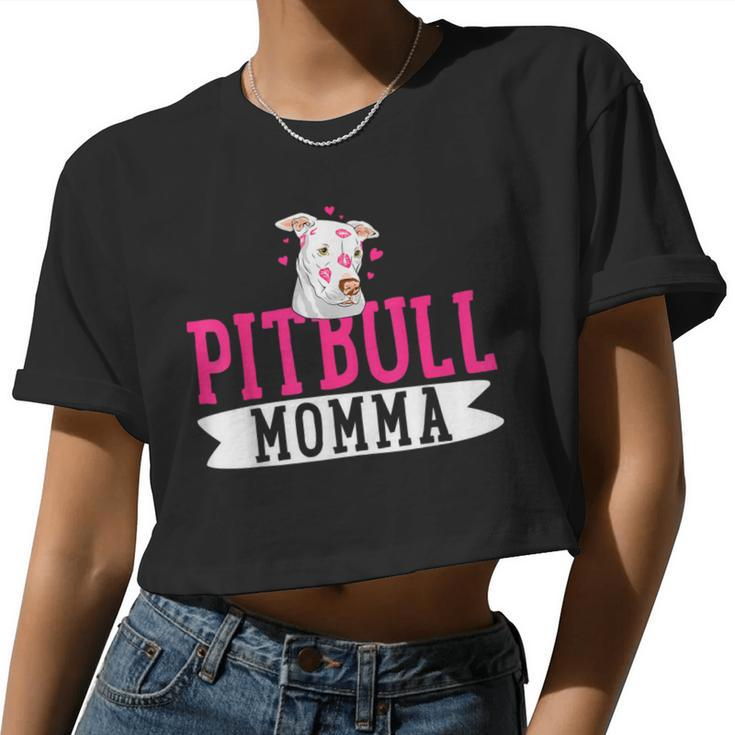 Pitbull Momma Pit Bull Terrier Dog Pibble Owner Mother's Day Women Cropped T-shirt