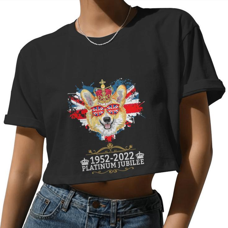 Platinum Jubilee 2022 Union Jack For 4Th Of July Jubilee Corgi Women Cropped T-shirt