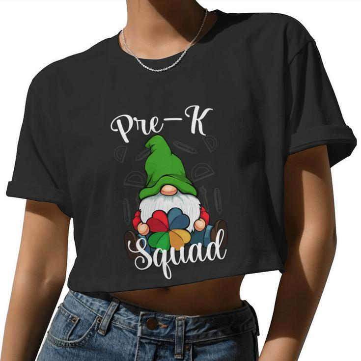 Pregiftk Squad Back To School Cute Gnome Students Teachers Women Cropped T-shirt