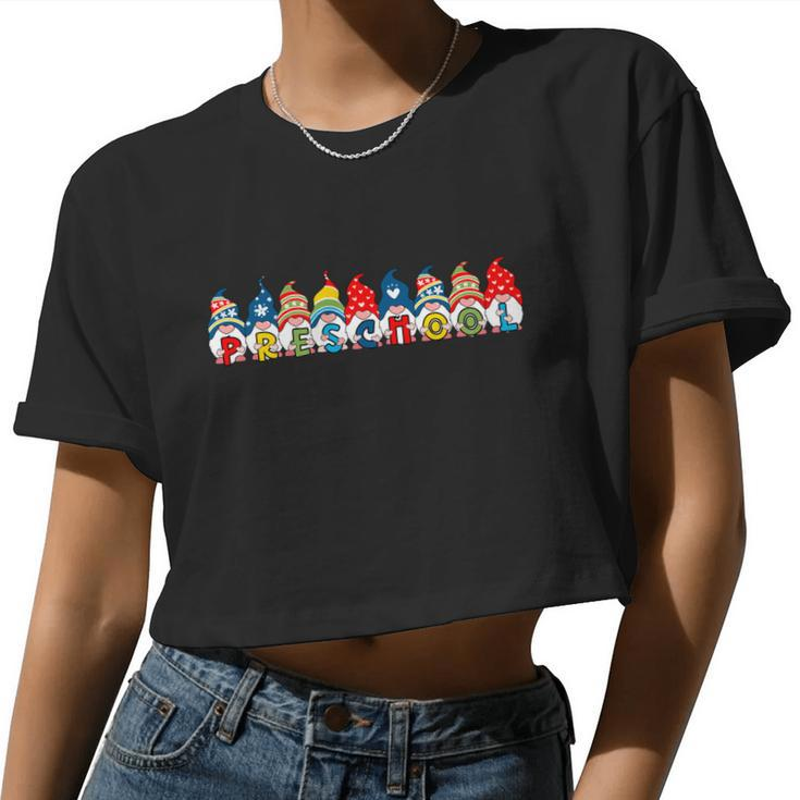 Pregiftschool Gnomies Back To School Gnome Students Teachers Women Cropped T-shirt