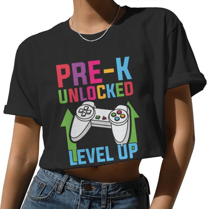 Prek Unlocked Level Up Game Back To School Women Cropped T-shirt