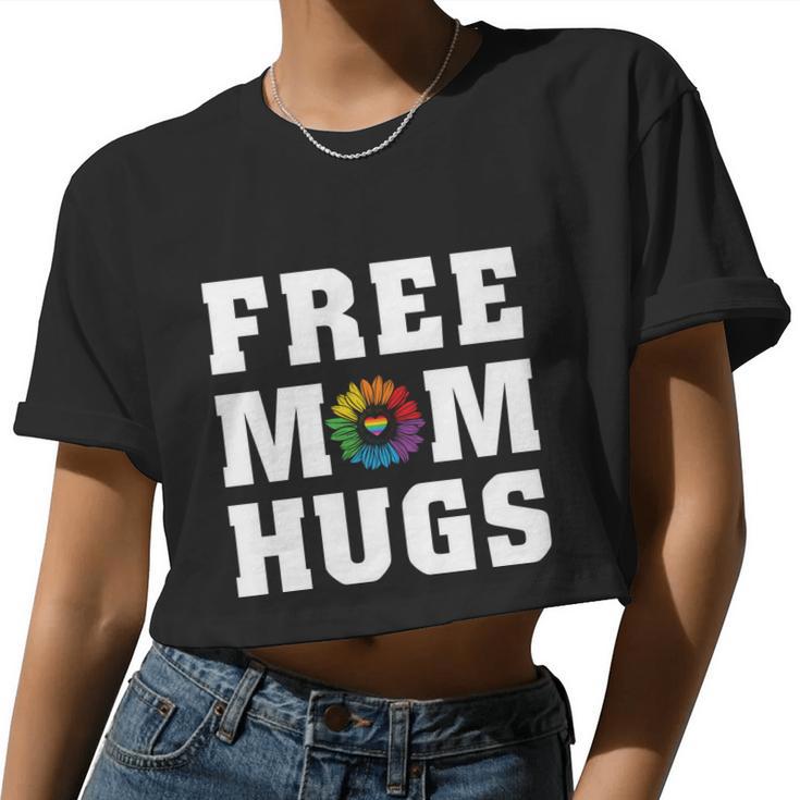 Pride Month Free Mom Hugs Rainbow Lgbt Women Cropped T-shirt