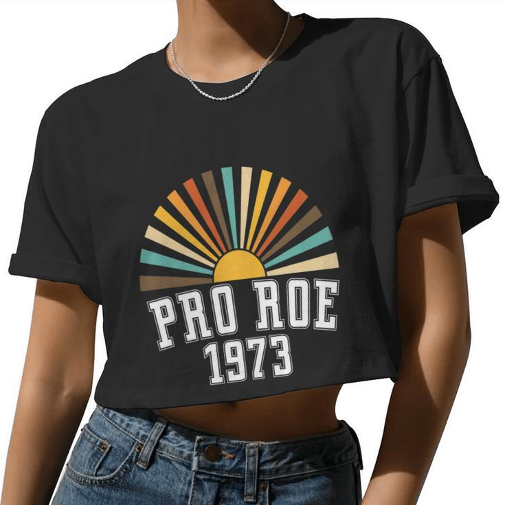 Pro Roe 1973 Rainbow Feminism Women's Rights Choice Women Cropped T-shirt