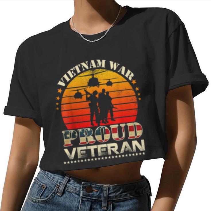 Proud Vietnam War Veteran  For Military Men Women Women Cropped T-shirt