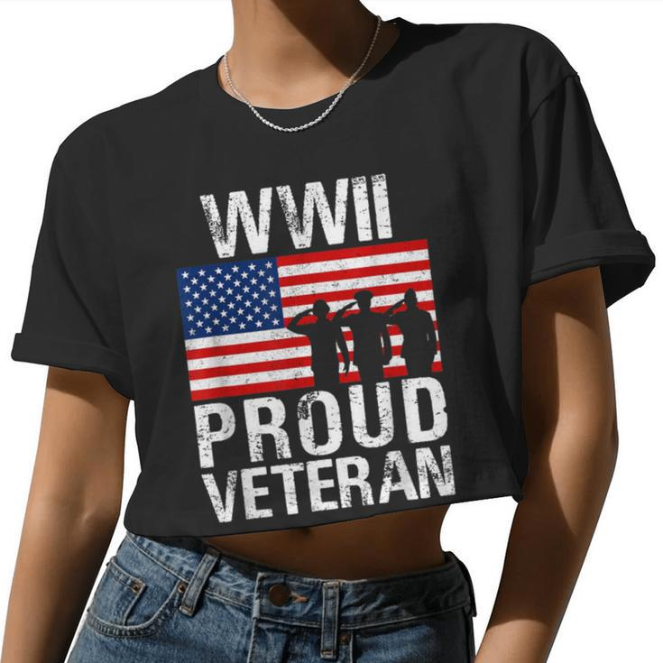 Proud Wwii World War Ii Veteran For Military Men Women Women Cropped T-shirt