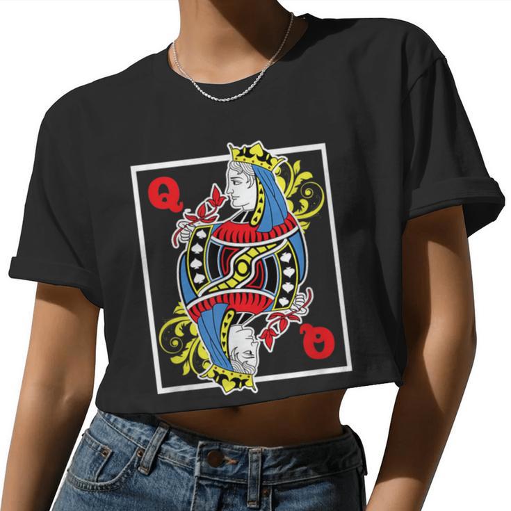 Queen King Cards Bluffing Playing Ranking Card Games Poker Women Cropped T-shirt