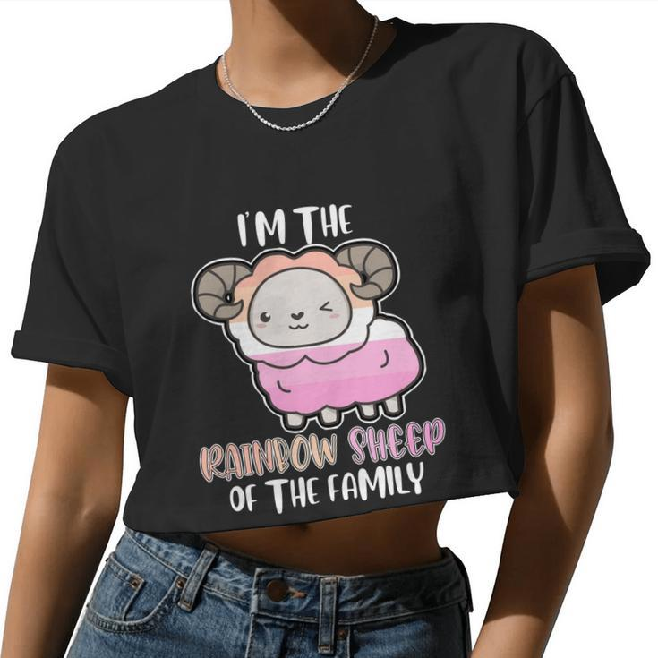 Rainbow Sheep Of The Lesbian Family Bi Lgbt Pride Lesbian Women Cropped T-shirt