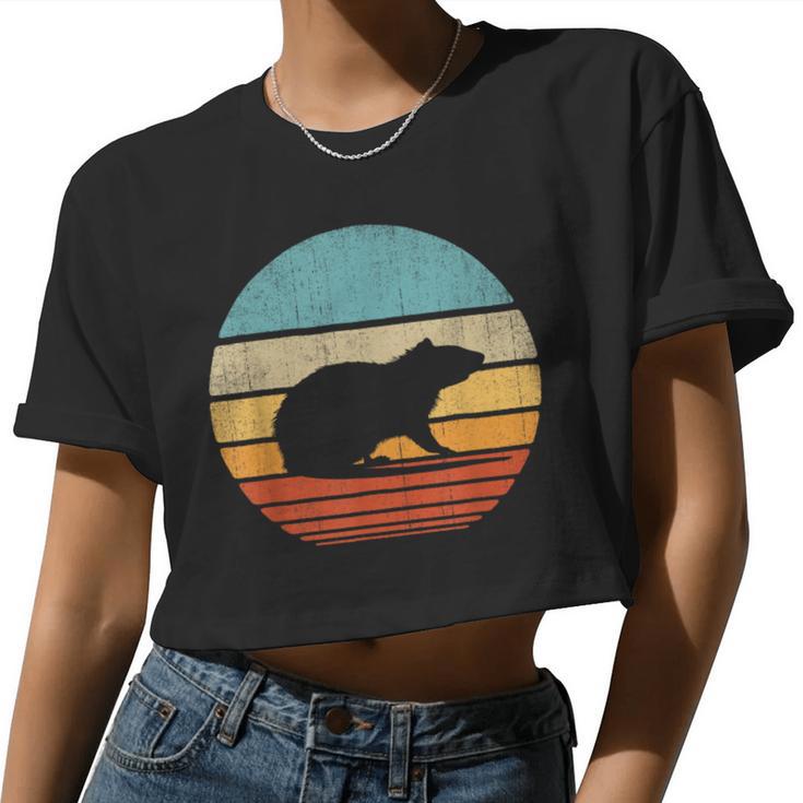 Rat Retro Vintage 60S 70S Sunset Rodent Animal Women Women Cropped T-shirt