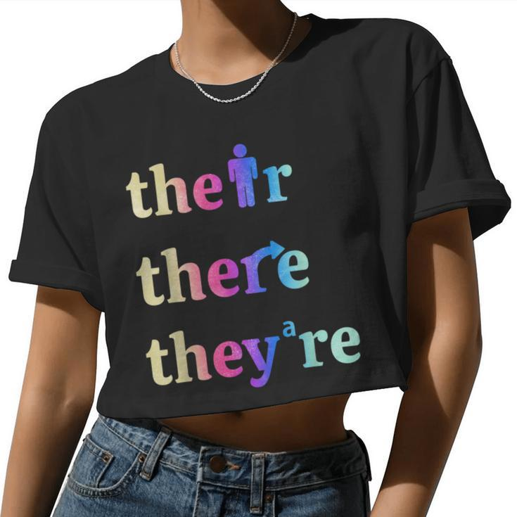 There Their They're English Grammar Teacher Women Cropped T-shirt
