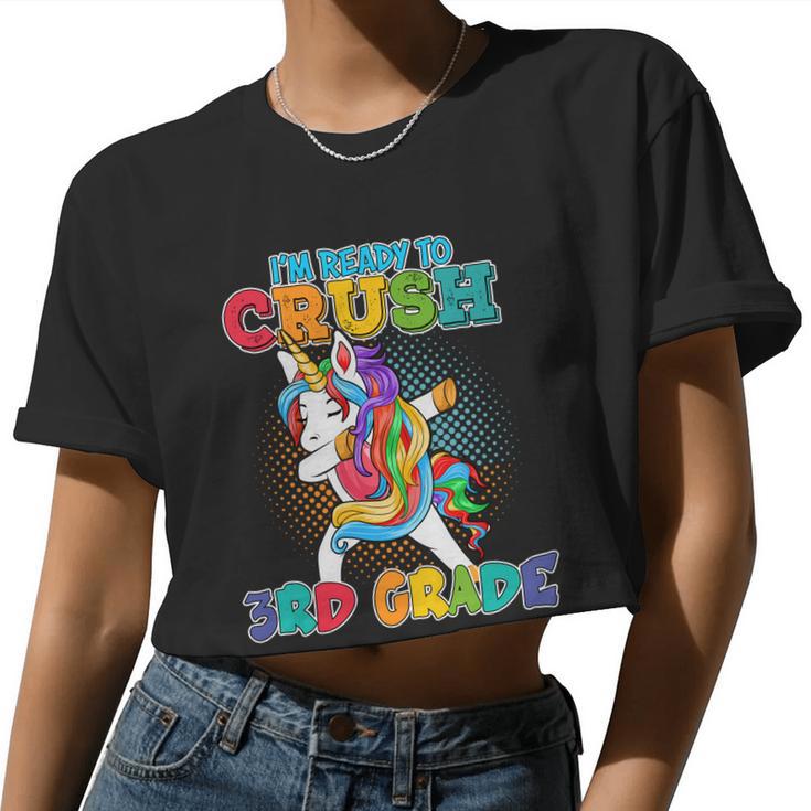 Im Ready To Crush 3Rd Grade Unicorn Back To School Women Cropped T-shirt