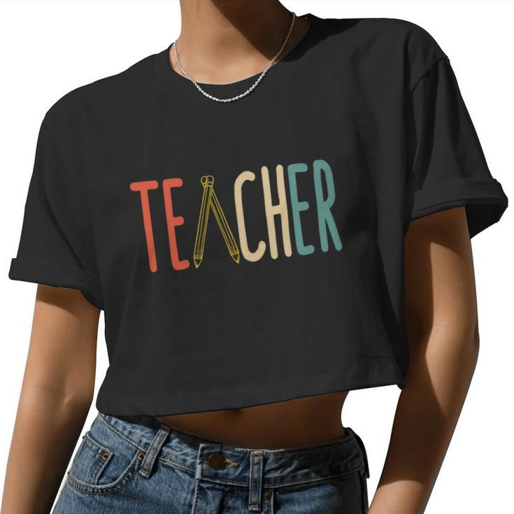 Retro Professor High School Educator Vintage Teacher  Women Cropped T-shirt