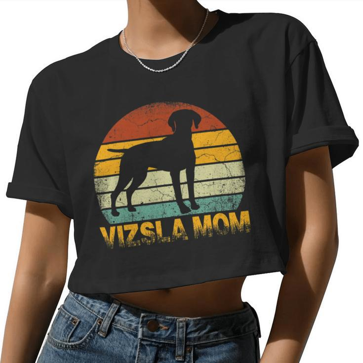 Retro Vizsla Mom Dog Owner Mother Pet Mama Women Cropped T-shirt