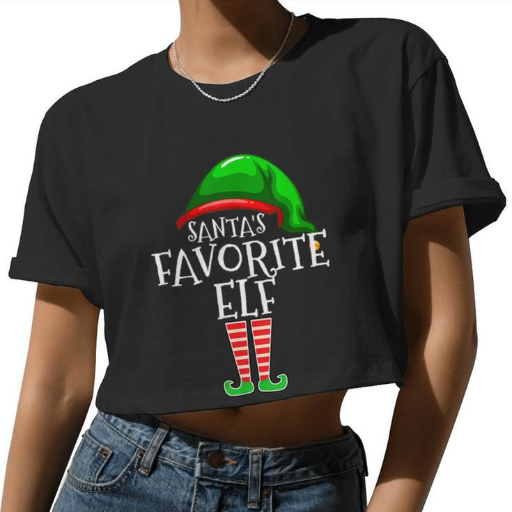 Santa's Favorite Elf Group Matching Family Christmas Tshirt Women Cropped T-shirt