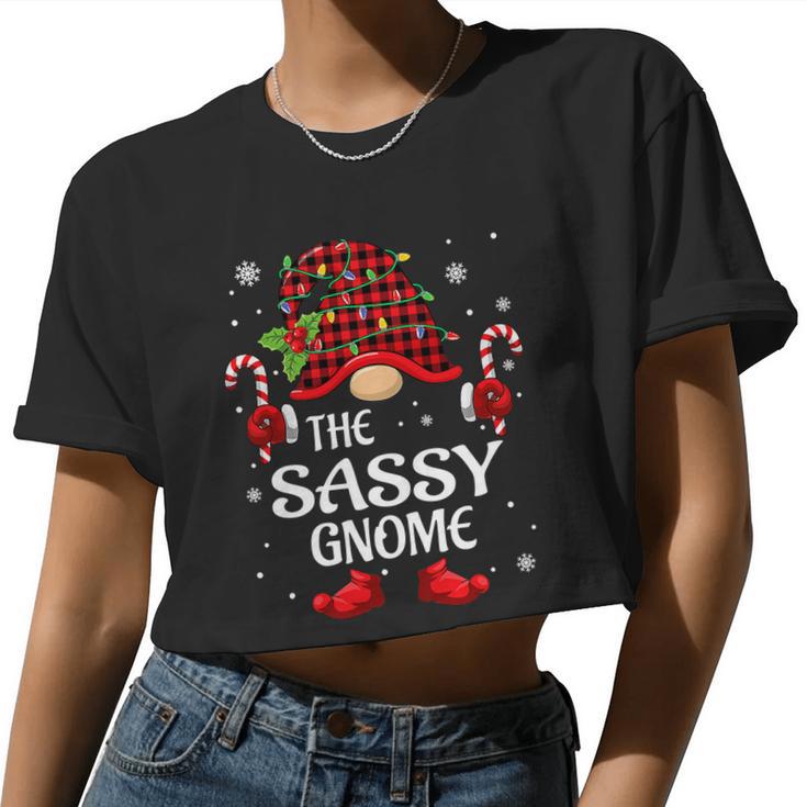 Sassy Gnome Family Christmas Pajama Sassy Gnome Tshirt Women Cropped T-shirt