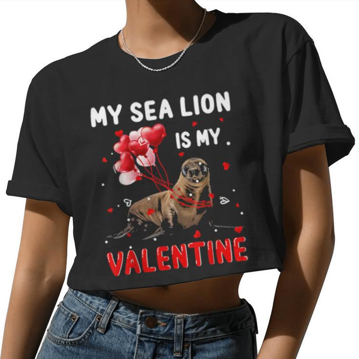 My Sea Lion Is My Valentine Apparel Animals Lover Women Women Cropped T-shirt