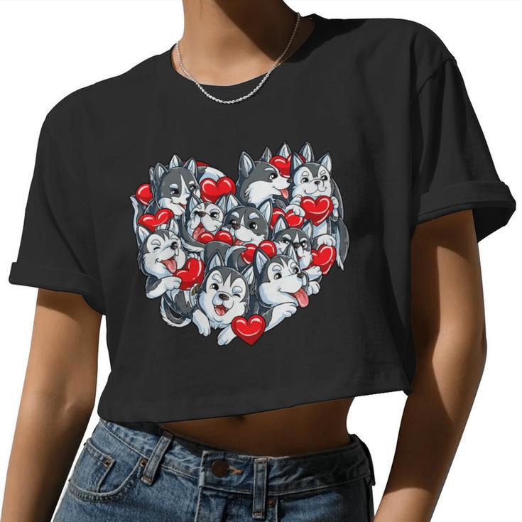 Siberian Husky Valentines Day Heart Kids Boys Girls Women Cropped T-shirt