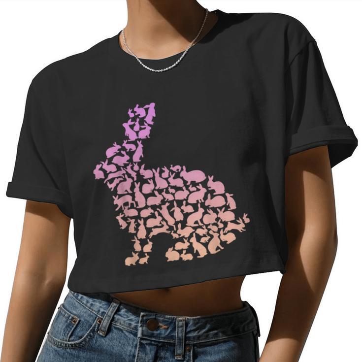 Silhouette Bunny For Rabbit Lover Girls Rabbit Women Cropped T-shirt