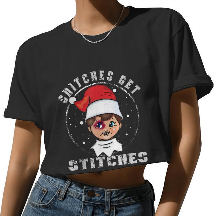 Snitches Get Stitches Elf Xmas Snitches Get Stitches V2 Women Cropped T-shirt