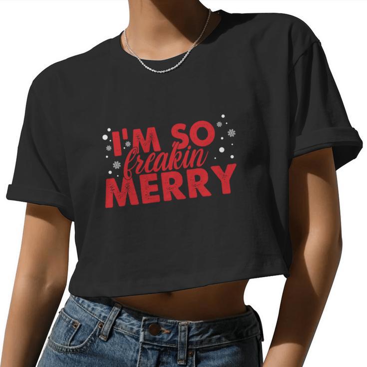 Im So Freakin Merry Christmas Christmas Af Santa Mom Ugly Christmas Sweater Women Cropped T-shirt