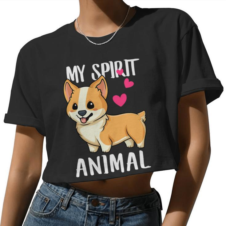 My Spirit Animal Corgi Dog Love-R Dad Mom Boy Girl Women Cropped T-shirt