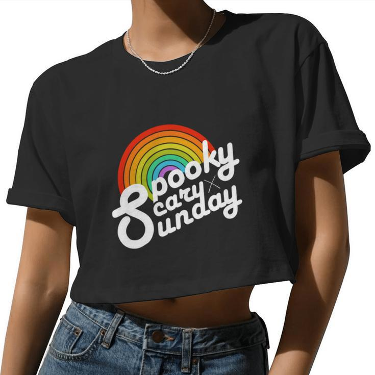 Spooky Scary Sunday Rainbow Spooky Scary Sunday Trendy Women Cropped T-shirt