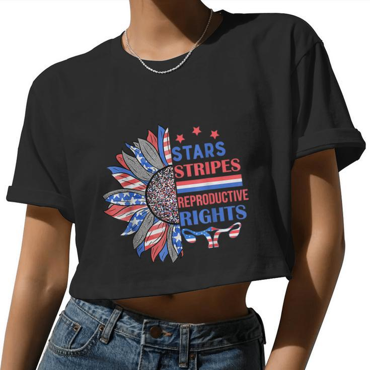 Star Stripes Reproductive Rights America Sunflower Pro Choice Pro Roe Women Cropped T-shirt