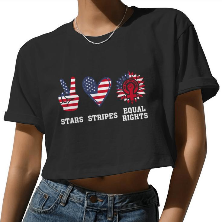 Stars Stripes And Equal Rights 4Th Of July Reproductive Rights V2 Women Cropped T-shirt