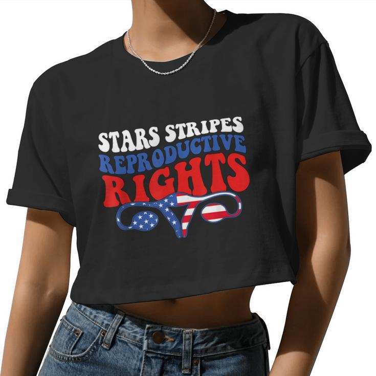 Stars Stripes Reproductive Rights American Flag V3 Women Cropped T-shirt