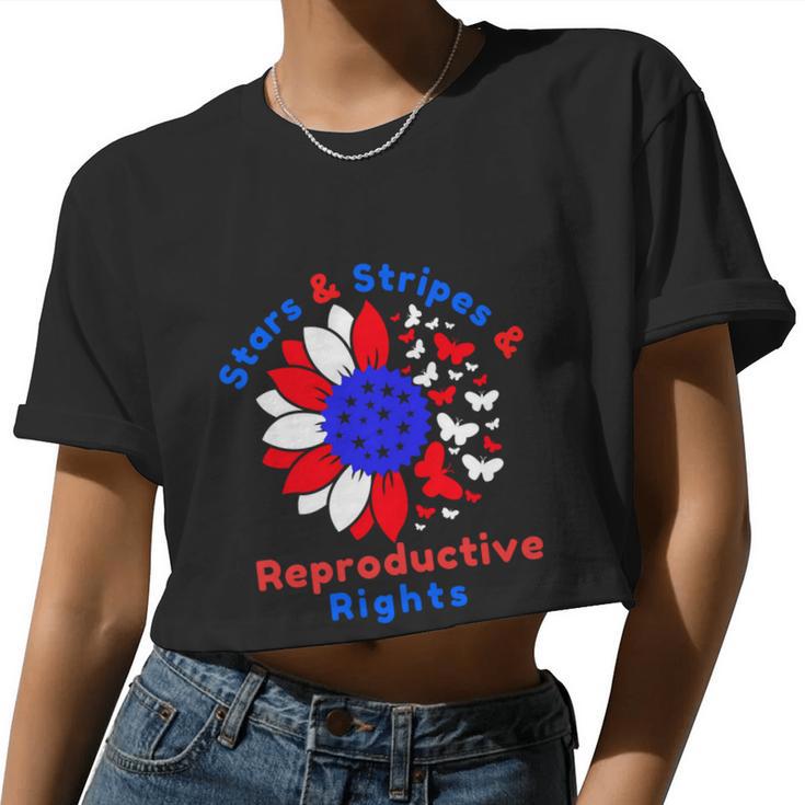 Stars Stripes Reproductive Rights Us Flag 4Th July Vintage American Flag V2 Women Cropped T-shirt