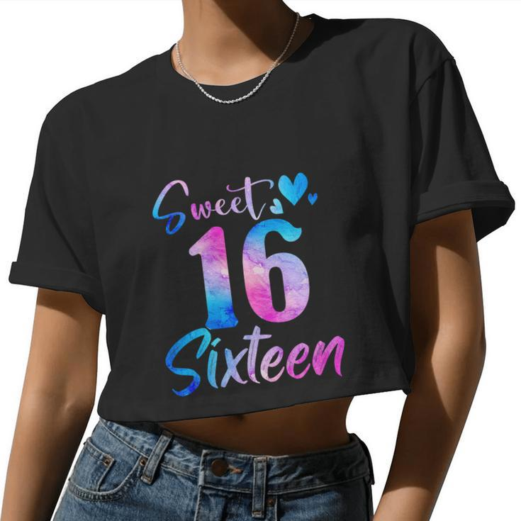 Sweet 16Th Birthday Party Sixteen Years Old Girl Women Cropped T-shirt
