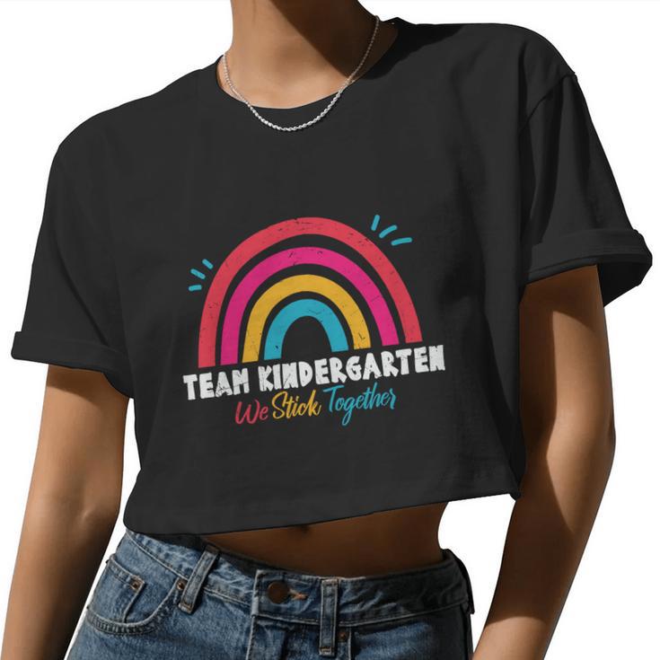 Team Kindergarten We Stick Together Graphic Plus Size Shirt For Kids Teacher Women Cropped T-shirt