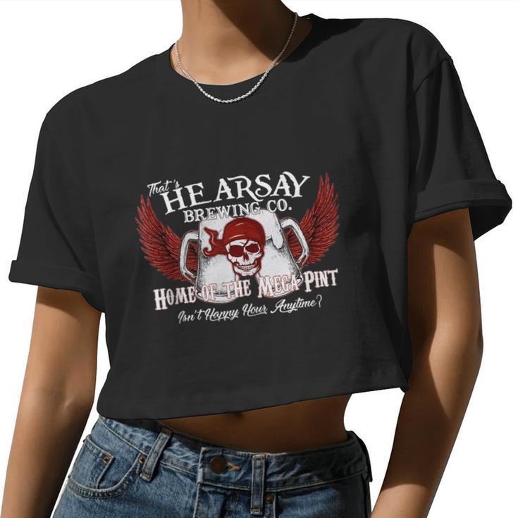 That's Hearsay Brewing Co Home Of The Mega Pint Skull Women Cropped T-shirt