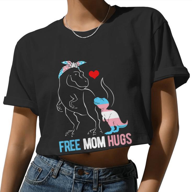 Trans Free Mom Hugs Dinosaur Rex Mama Transgender Pride Women Cropped T-shirt