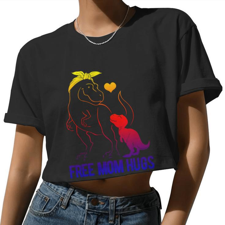 Trans Free Mom Hugs Dinosaur Rex Mama Transgender Pride Meaningful Women Cropped T-shirt