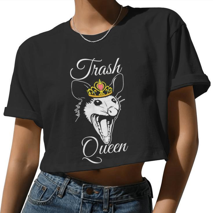 Trash Queen Opossum Possum Street Cat Love Lover Women Cropped T-shirt