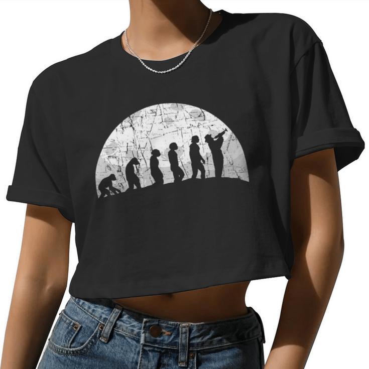 Trumpet Player Evolution Trumpeter Teacher Women Cropped T-shirt