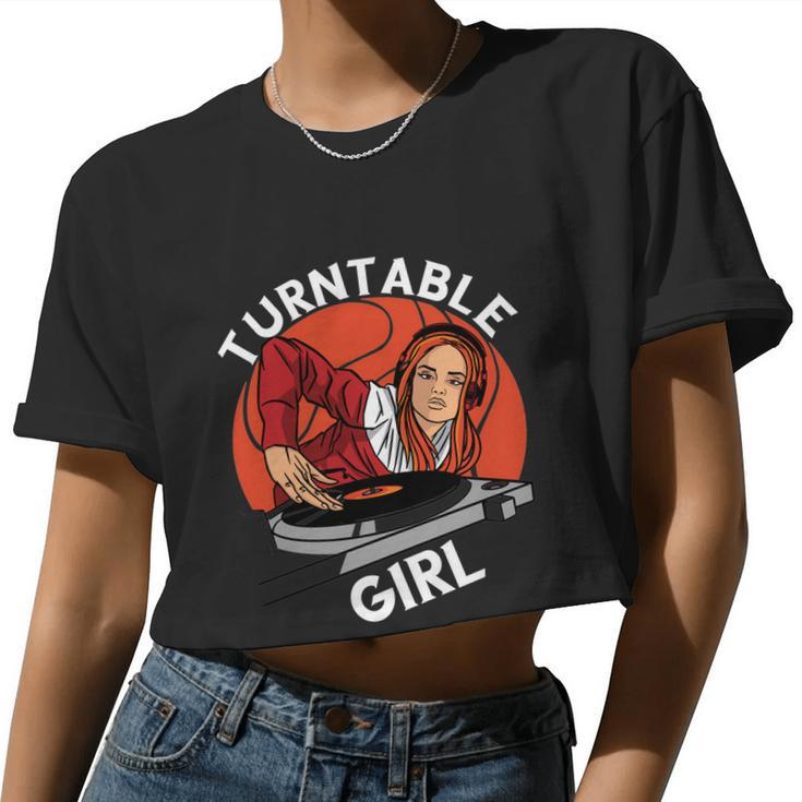 Turntable Girl Edm Techno Music Producer Dance Music Dj Women Cropped T-shirt
